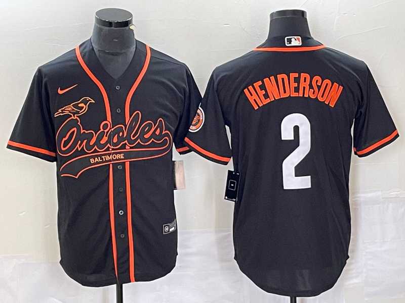 Men%27s Baltimore Orioles #2 Gunnar Henderson Black Cool Base Stitched Baseball Jersey